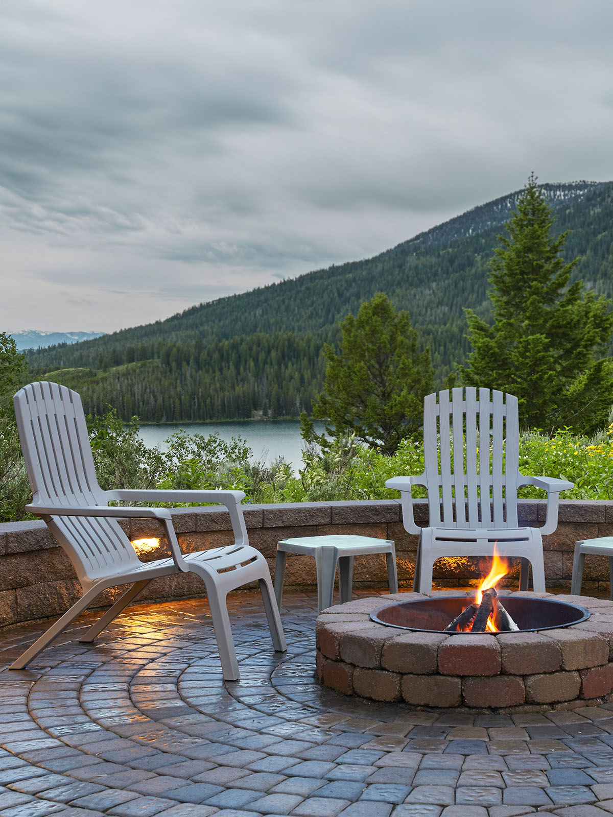 Westport Adirondack Chairs around firepit