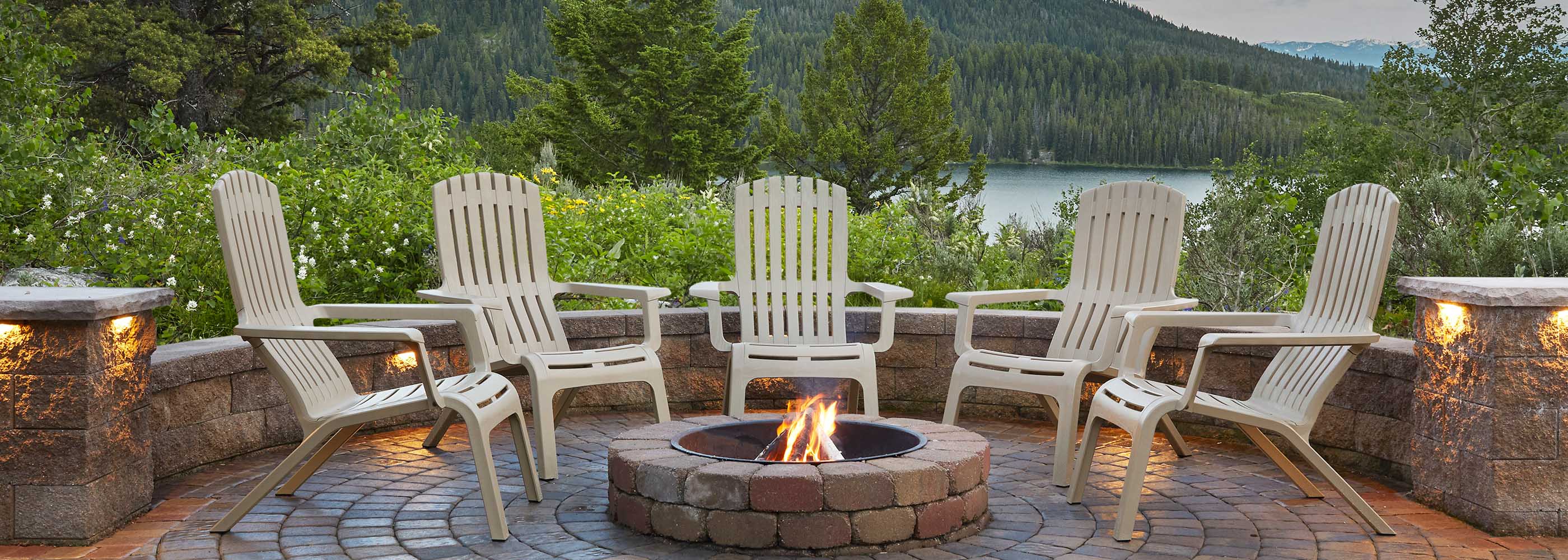 Westport Adirondack Chairs around Firepit