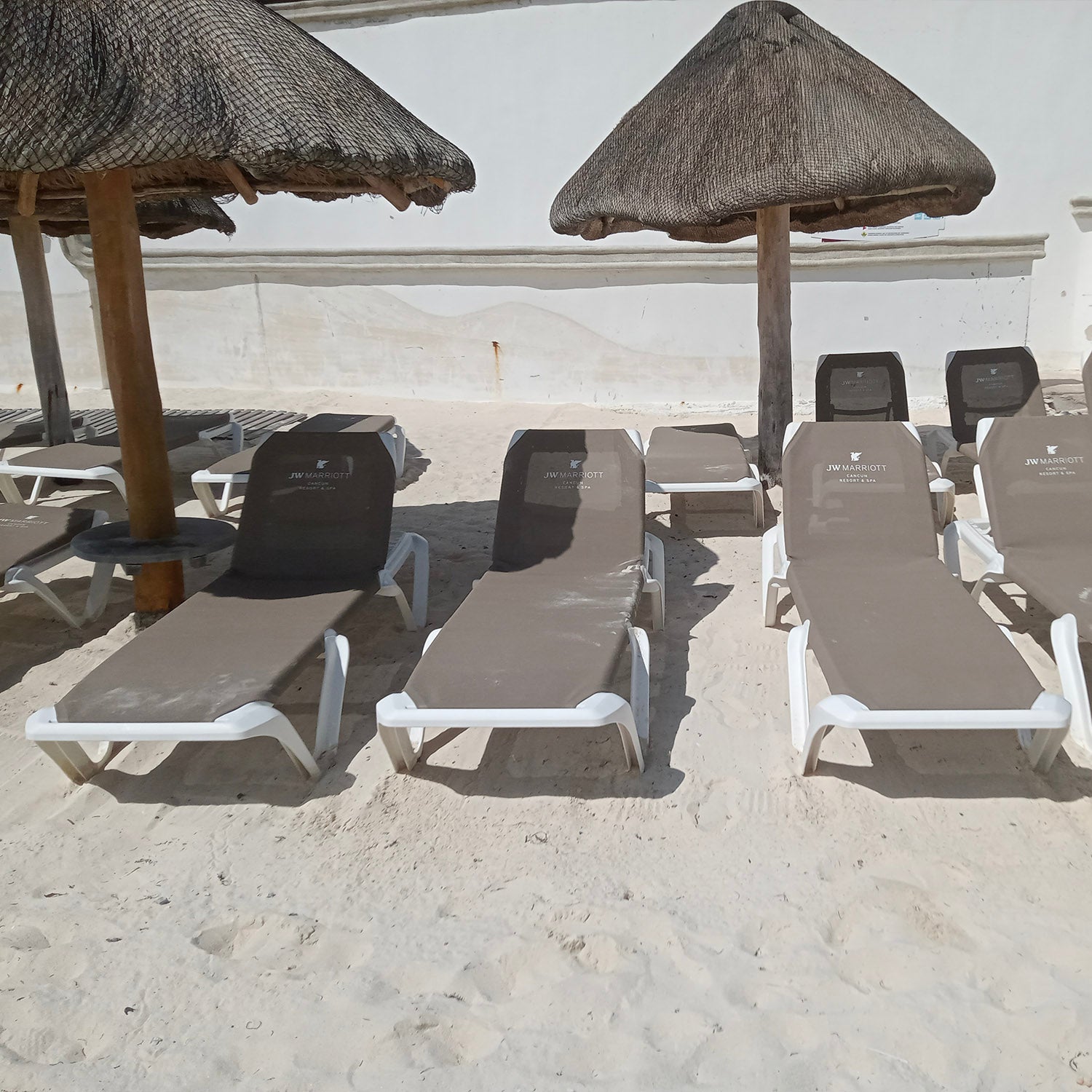 Nautical Pro Chaise Lounges on the beach at the JW Marriot in Cancun, Mexico